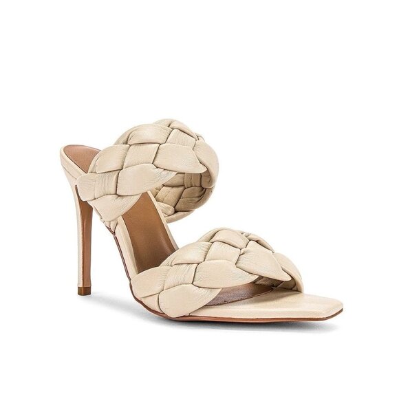 Alias Mae High Heels Isla Mules in Bone 38 7 Womens Braided Sandals - Picture 1 of 16